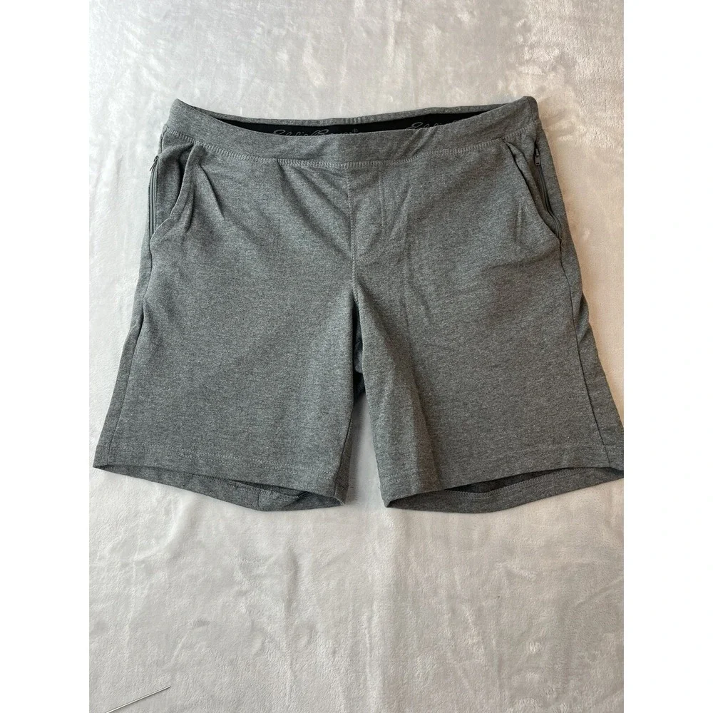 EDDIE BAUERS Shorts Men Medium Charcoal Heather Elastic Waist Zip Pocket Lounge